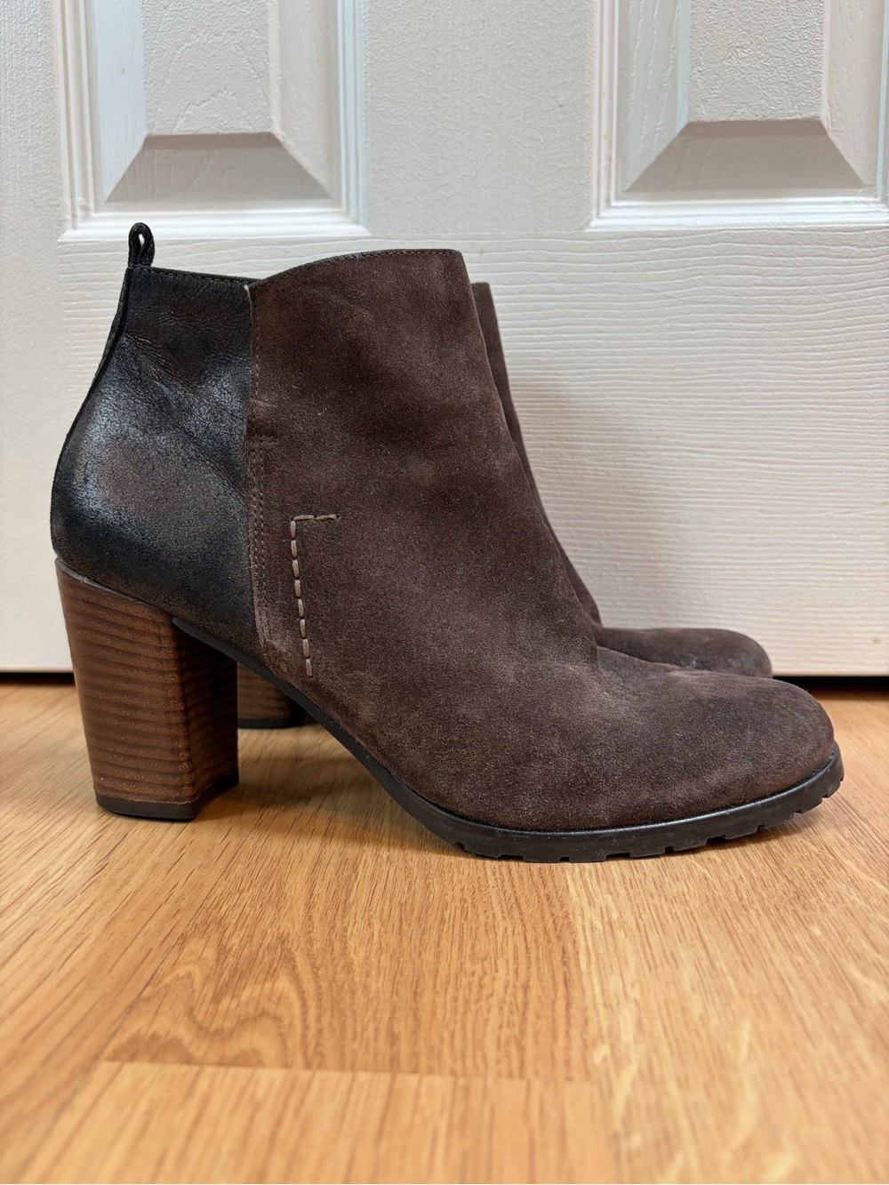 Paul Green Black Leather Back and Brown Suede Front Rockin Ankle Boot Size 10